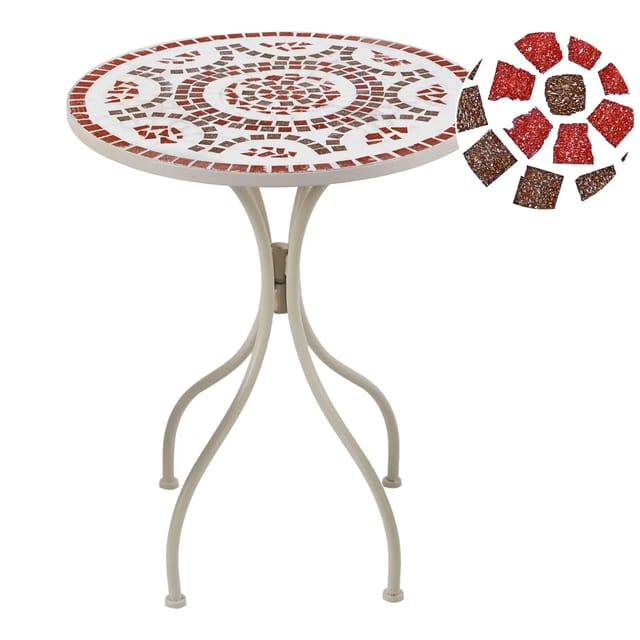 Beliani Gartentisch SPELLO Weiss Rot Grau 60x60x74