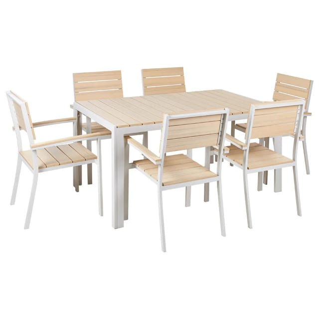 Beliani Gartentisch Set COMO Beige Weiss