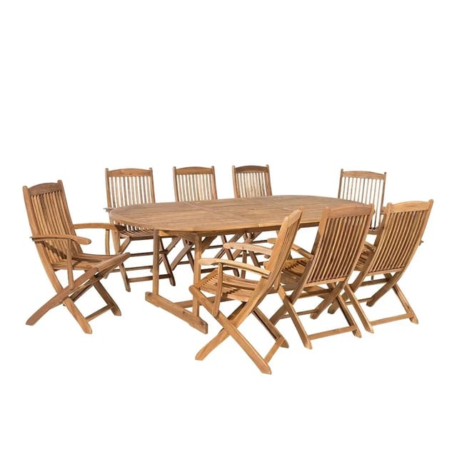 Beliani Gartentisch Set Heller Holzfarbton 100x220x93