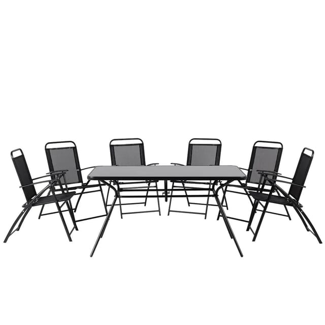 Beliani Gartentisch Set Schwarz 80x140x90