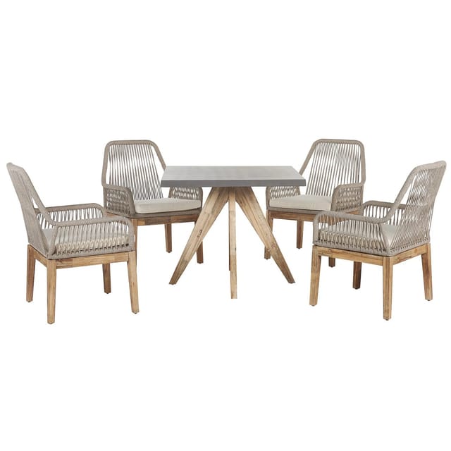 Beliani Gartentisch Set OLBIA Creme 90x90x76