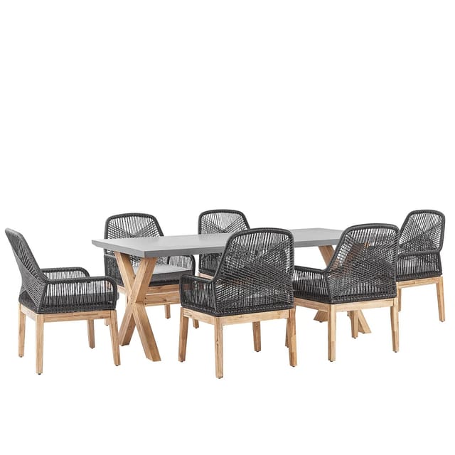 Beliani Gartentisch Set OLBIA Hellgrau 100x200x89