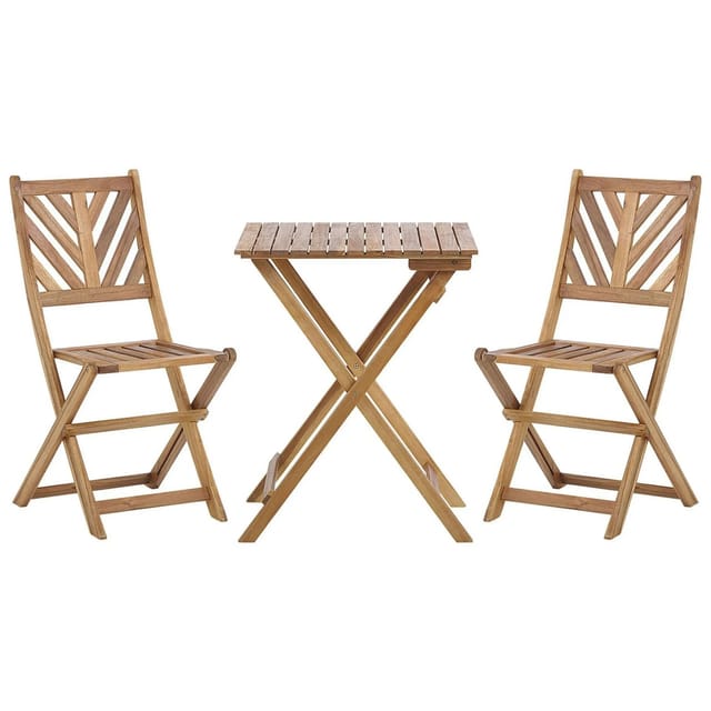Beliani Bistro Set TERNI Heller Holzfarbton 58x58x88
