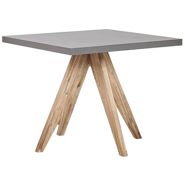 Beliani Gartentisch OLBIA Grau Heller Holzfarbton 90x90x76