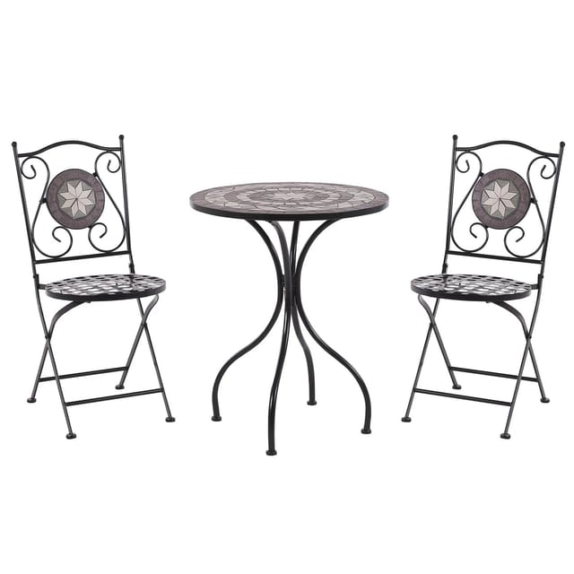 Beliani Bistro Set CARIATI Schwarz 60x60x89