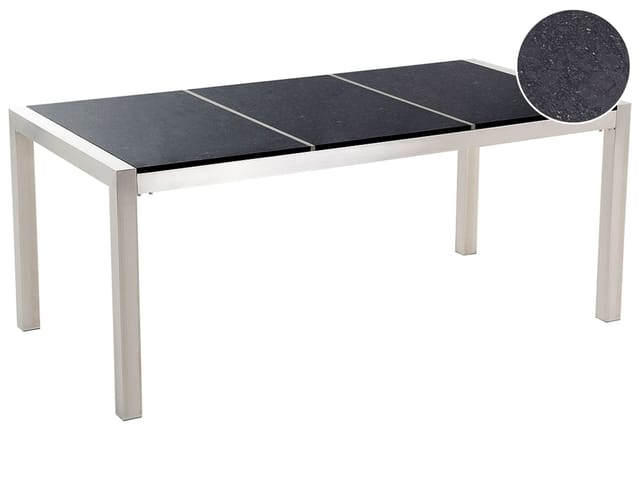 Beliani Gartentisch GROSSETO Schwarz Silber 180x90x74