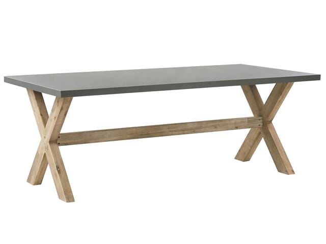 Beliani Gartentisch OLBIA Grau Heller Holzfarbton 200x100x75