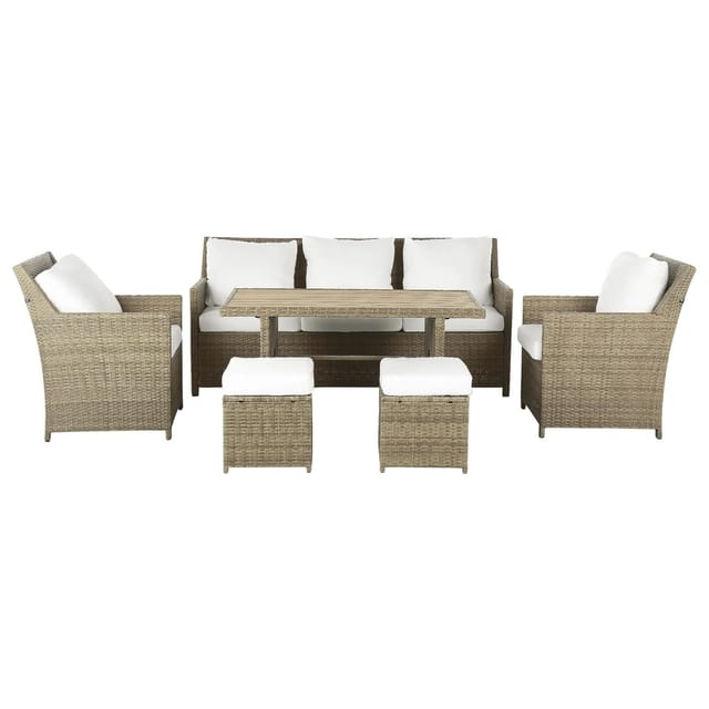 Beliani Lounge Set FONTI Weiss Braun 69x188x89