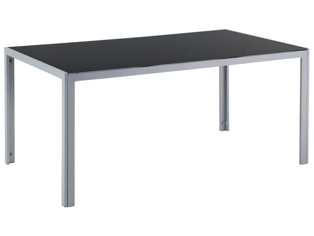 Beliani Gartentisch CATANIA Schwarz Silber 160x91x71