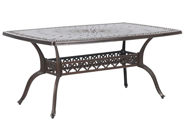 Beliani Gartentisch LIZZANO Dunkelbraun 165x102x72