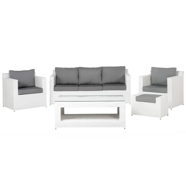 Beliani Lounge Set ROMA Weiss Grau 66x180x74