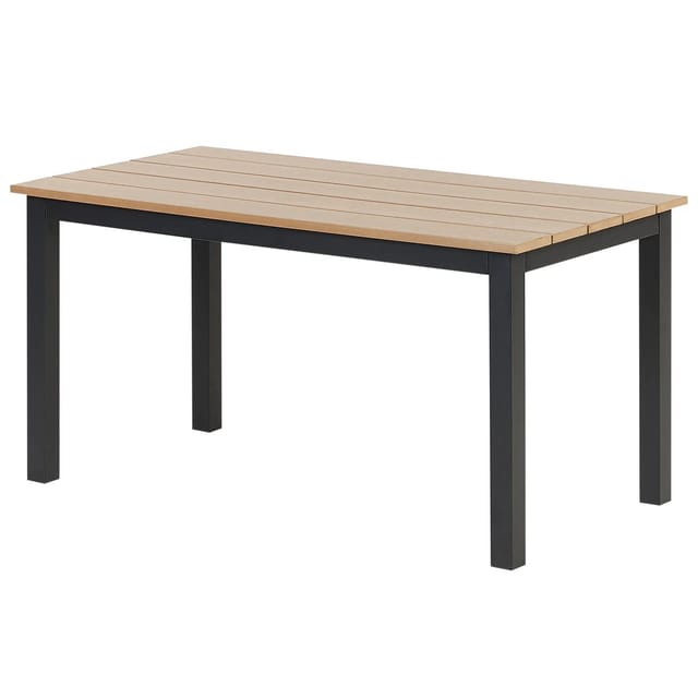 Beliani Gartentisch MESSINA Heller Holzfarbton Schwarz 100x52x50