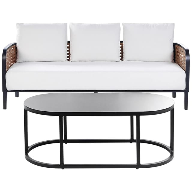 Beliani Gartensofa MONTEFALCO Cremeweiß 74x200x87