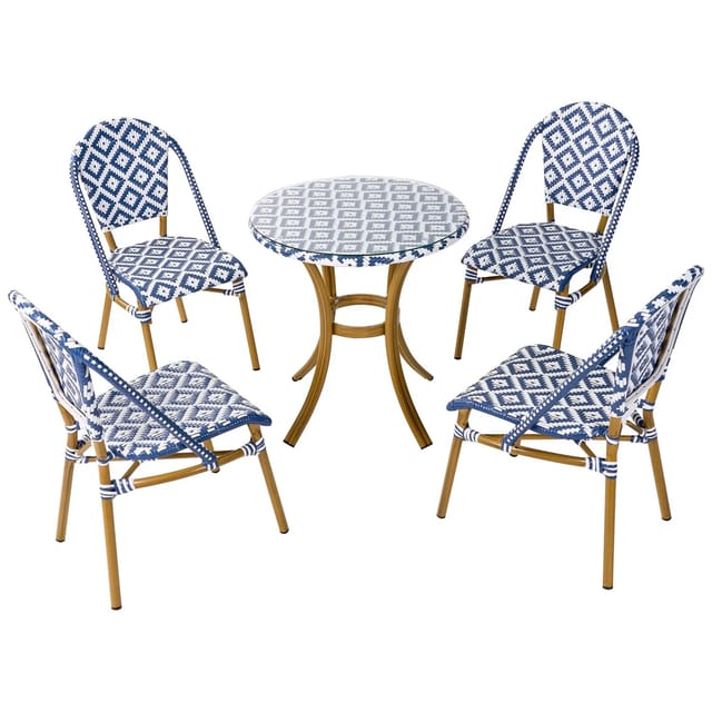 Beliani Gartentisch Set RIFREDDO Marineblau 70x70x88