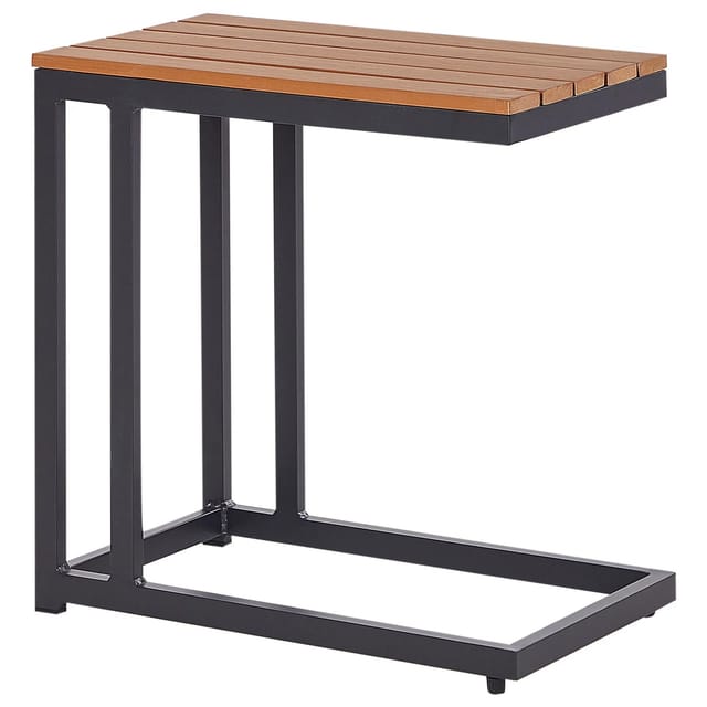 Beliani Gartentisch MESSINA Heller Holzfarbton Schwarz 60x35x59