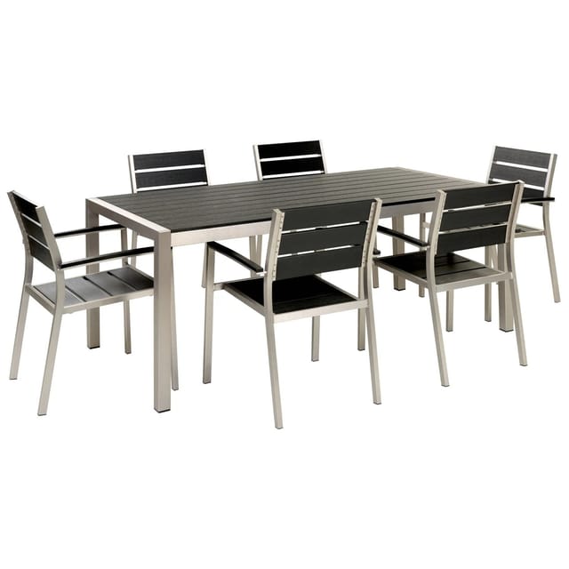 Beliani Gartentisch Set VERNIO Schwarz Silber