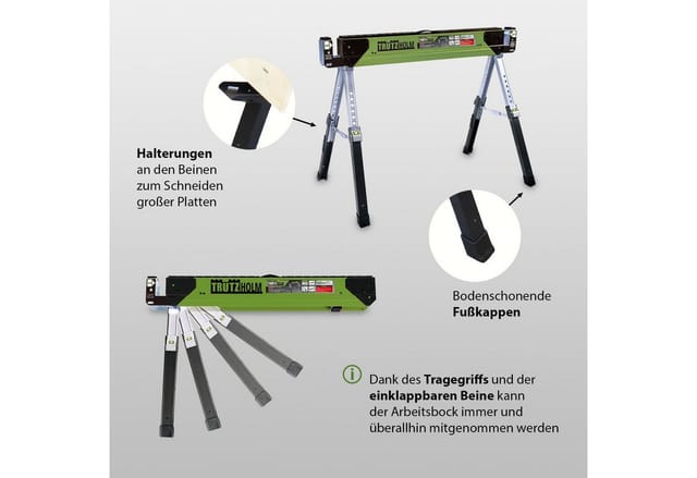 TRUTZHOLM 2x Stahl Sägebock Falt Arbeitsbock Höhenverstellbar Bis 1300kg Klappbar