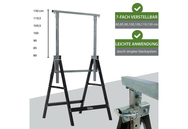 TRUTZHOLM 2x Arbeitsbock 7Fach Höhenverstellbar Bis 400 kg Stahl Lackiert Schwarz