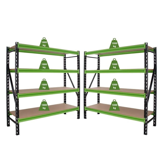 TRUTZHOLM 2x Industrieregal Milo 200x190x60 cm Steckbar Erweiterbar 4 Ebenen 4 Tonnen