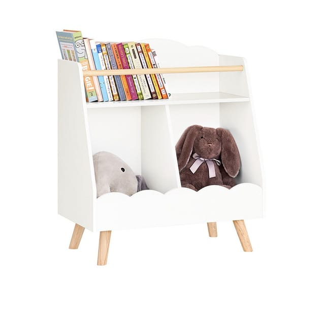 SoBuy Kinderregal mit 3 Fächern Bücherregal Aufbewahrungsregal Weiß KMB100-K-W