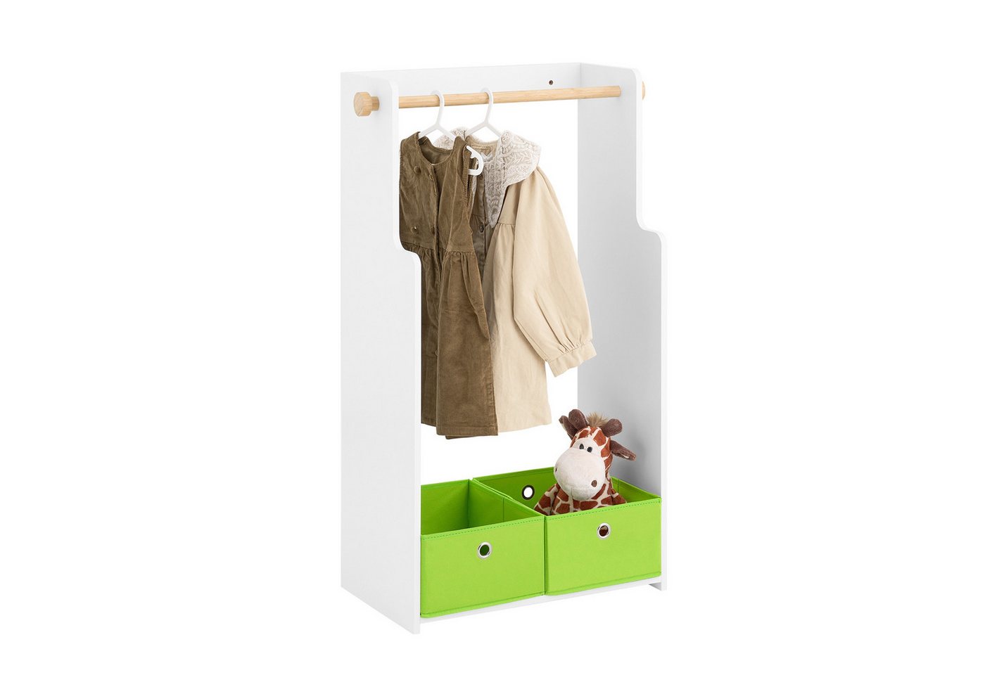 SoBuy Kindergarderobe mit 2 Boxen Kinderkleiderständer Kleiderschrank KMB109-W Bild 5