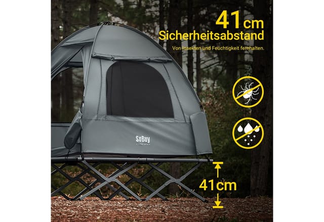 SoBuy 3in1-Zelt Campingzelt Outdoor 2 Person Grau 193x188x145cm OGS32-II-L-HG