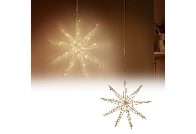 ECD Germany LED Deko Weihnachtsstern 30 cm mit 30 Warmweißen LEDs Gold