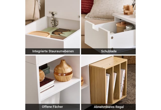 SoBuy Beistelltisch Druckertisch mit Rollen Couchtisch Aktenschrank FBT134-W