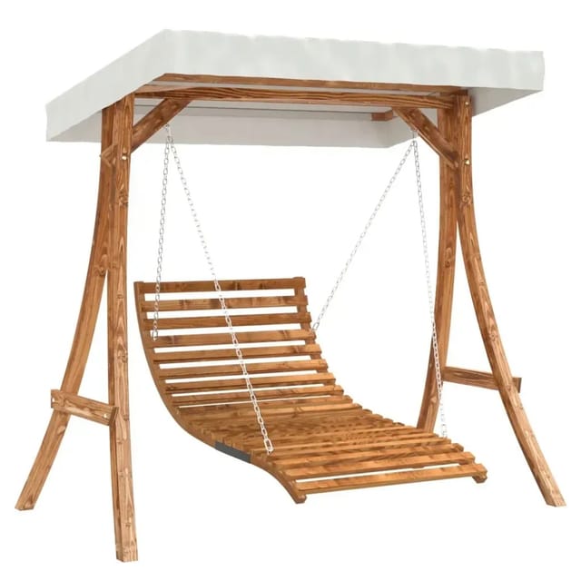 vidaXL Hollywoodschaukel mit Dach Massivholz Fichte mit Teak-Finish 3200625