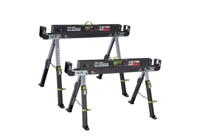 TRUTZHOLM 2x Sägebock Deluxe 9Fach Höhenverstellbar Stahl Bis 1300 kg
