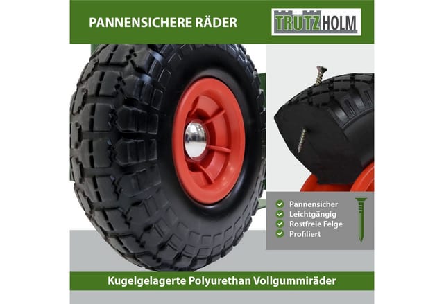 TRUTZHOLM Sackkarre Paketkarre 112,5 cm Höhe Klappbare Ladefläche 29x29 cm PU Räder