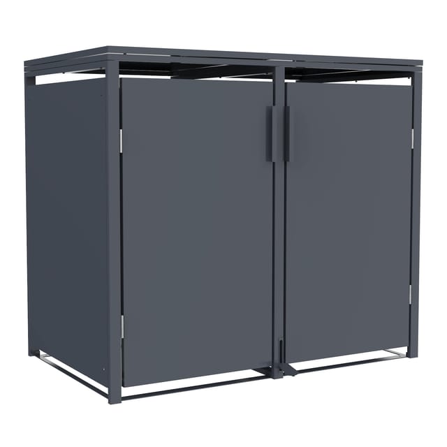 FM-SOLAR Mülltonnenbox Anthrazit für 2 Mülltonne