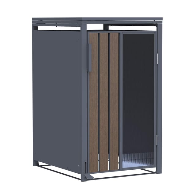 FM-SOLAR Mülltonnenbox Holz/Plexiglas für 1 Mülltonne