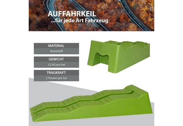 TRUTZHOLM 2x Auffahrkeil mit Überfahrstopper 60x20x12cm Kunststoff 3 Stufen für Wohnmobil