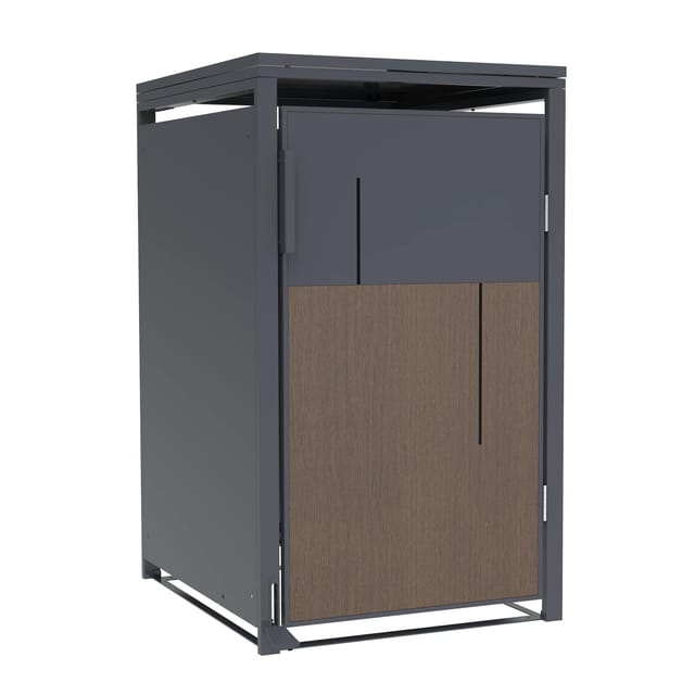 FM-SOLAR Mülltonnenbox anthrazit/Holz für 1 Mülltonne