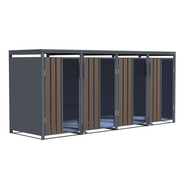 FM-SOLAR Mülltonnenbox Holz/Plexiglas für 4 Mülltonne