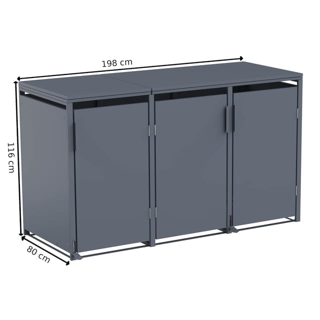 FM-SOLAR Mülltonnenbox Anthrazit für 3 Mülltonne