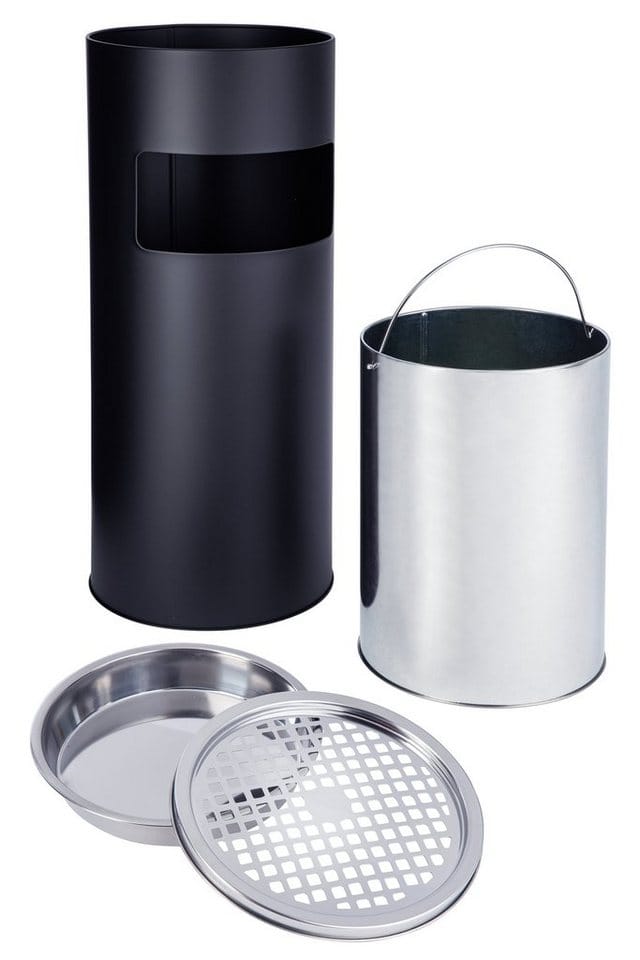 Svita 30L Standaschenbecher Eimer Aschenbecher Mülleimer Ascher 60x25cm Schwarz