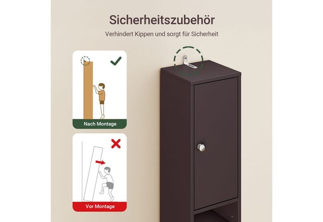 SoBuy Hochschrank Schmal Badschrank mit Verstellbaren Ablagen Badregal BZR34-BR