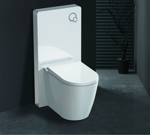 Glasdeals Sanitärmodul für Stand-WC Weißglas inkl. Betätigungsplatte – 6226