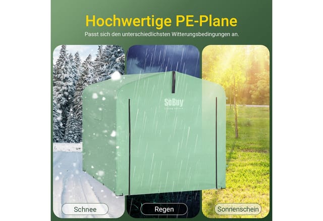 SoBuy Fahrradgarage für 2-4 Fahrräder Geräteschuppen mit UV-Schutz 159x165x219cm Grün KLS11-L-GR