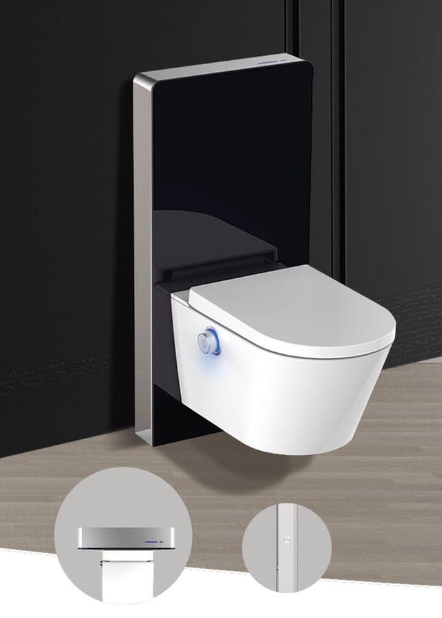 Glasdeals Sensor-Sanitärmodul für Wand-WC Schwarzglas – 6235