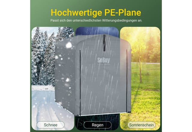 SoBuy Fahrradgarage für 1-2 Fahrräder Geräteschuppen mit UV-Schutz 120x163x176cm Grau KLS11-DG