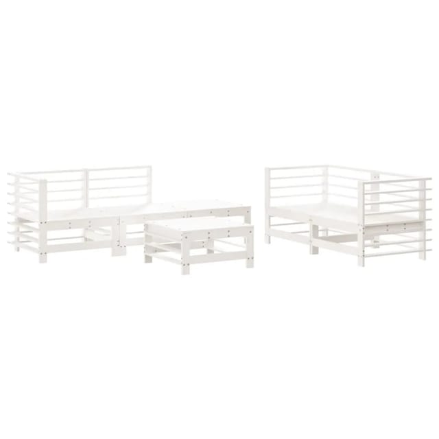 vidaXL 6-Tlg Garten-Lounge-Set Weiß Massivholz Kiefer 3186201