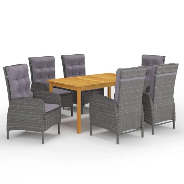 vidaXL 7-Tlg Garten-Essgruppe Grau 3067775