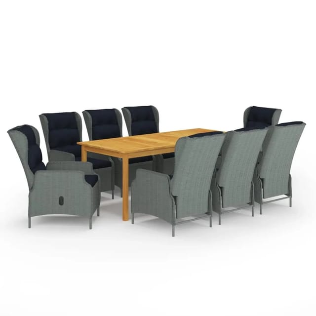 vidaXL 9-Tlg Garten-Essgruppe Hellgrau 3067936