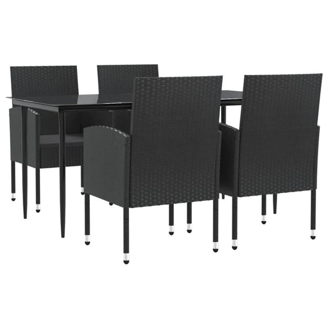 vidaXL 5-Tlg Garten-Essgruppe Schwarz Poly Rattan und Stahl 3203340