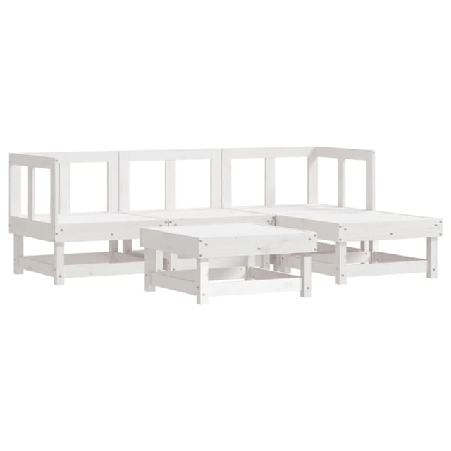 vidaXL 5-Tlg Garten-Lounge-Set Weiß Massivholz Kiefer 3186166