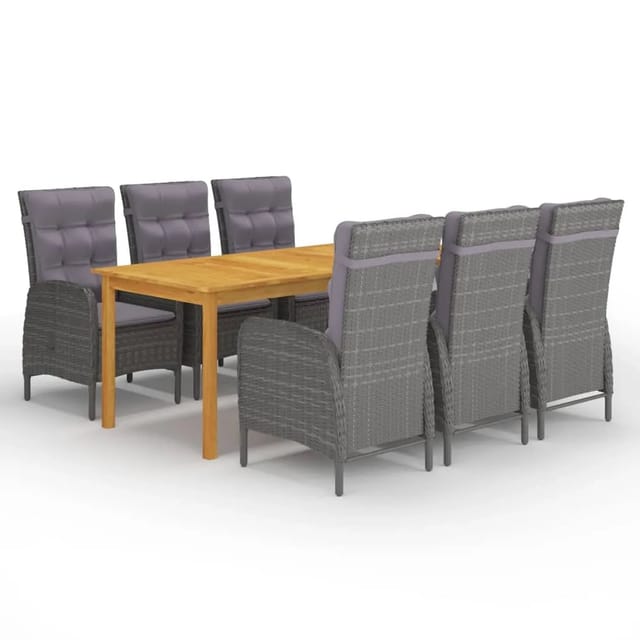 vidaXL 7-Tlg Garten-Essgruppe Grau 3067867