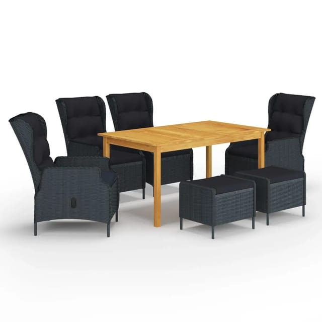 vidaXL 7-Tlg Garten-Essgruppe Dunkelgrau 3067844